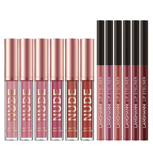 Lip Liner And Lipstick Makeup 12 Pcs Set 6 Matte Lipstick 6 Lip Liner Pens Waterproof Long Lasting Matte Lipstick Beauty Cosmetics