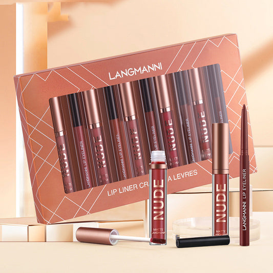 Lip Liner And Lipstick Makeup 12 Pcs Set 6 Matte Lipstick 6 Lip Liner Pens Waterproof Long Lasting Matte Lipstick Beauty Cosmetics